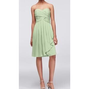 David's Bridal Dresses Short Crinkle Chiffon Dress Cascade Front strapless sz 8